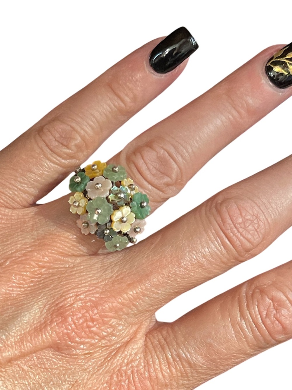 WK Whitney Kelly Sterling Silver Multi-Stone Flower Bouquet Ring Size 5.5
